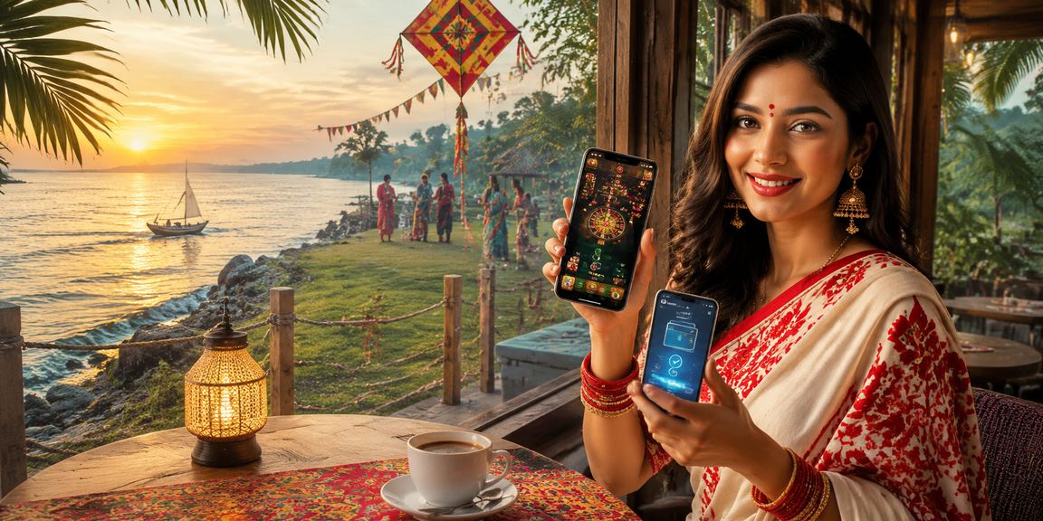 মোবাইলে okvip ক্যাসিনো অ্যাপ ব্যবহারের দৃশ্য